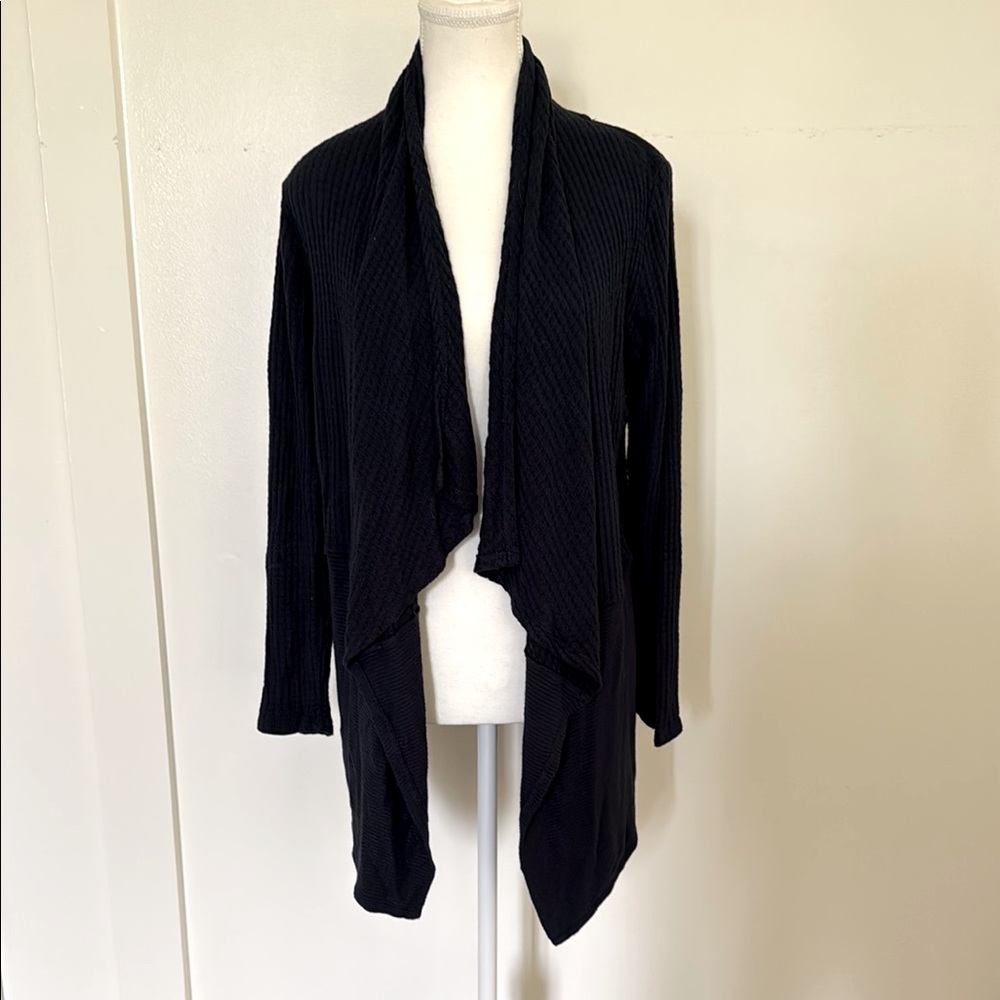 Velvet navy blue Open-Front Draped Women's Sweater Cardigan
